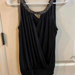 Express Black Dressy Top Crushed Stone Collar